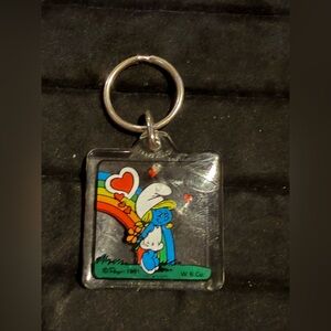 W.B. Co. Smurfette Rainbow Heart Multicolor Key Ring  The Smurfs 1981 Key Chain